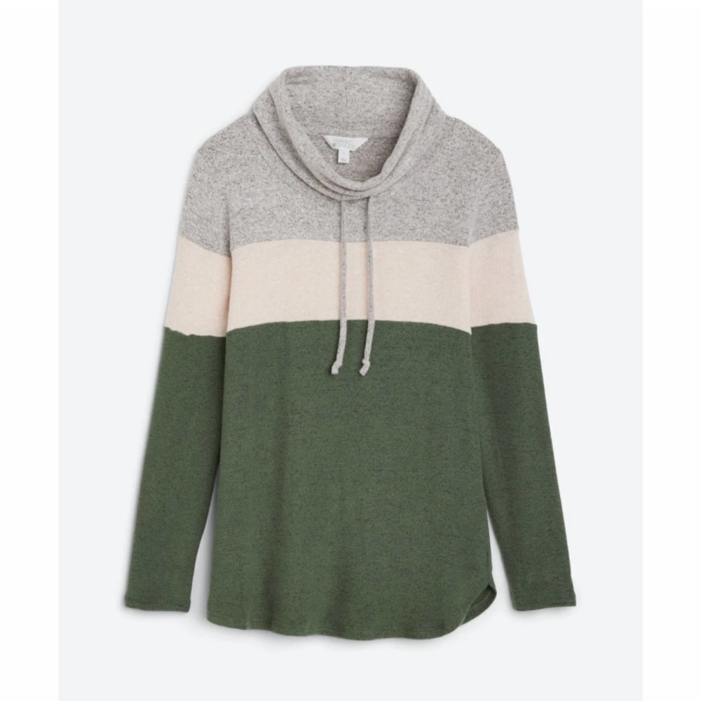 Spruce & Market Cameron Color Block Cowl Neck Brushed Knot Top- Size Large